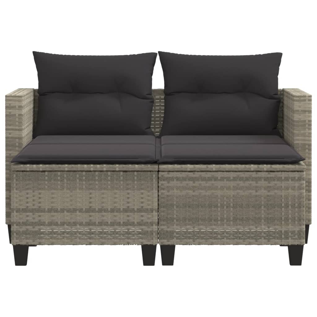 vidaXL 2-osobowa sofa ogrodowa z podnóżkami, jasnoszara, polirattan
