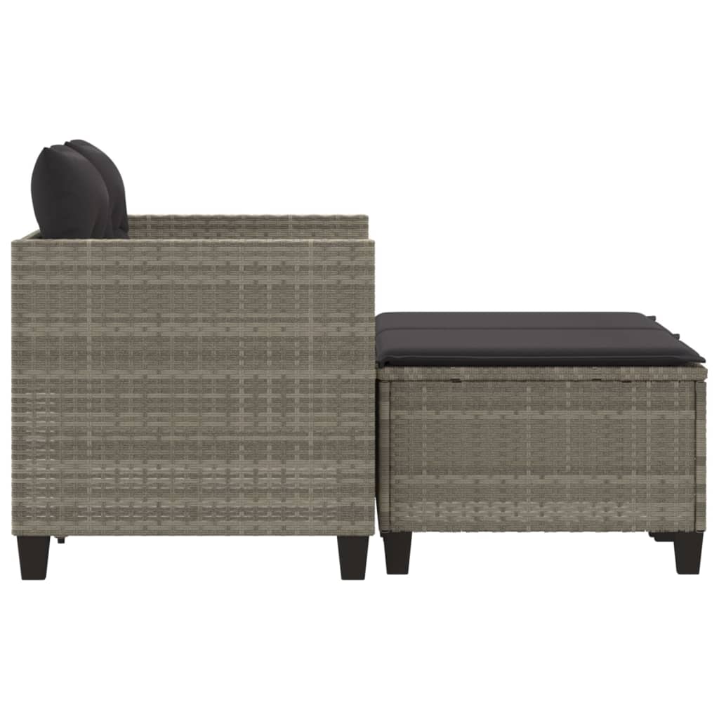 vidaXL 2-osobowa sofa ogrodowa z podnóżkami, jasnoszara, polirattan