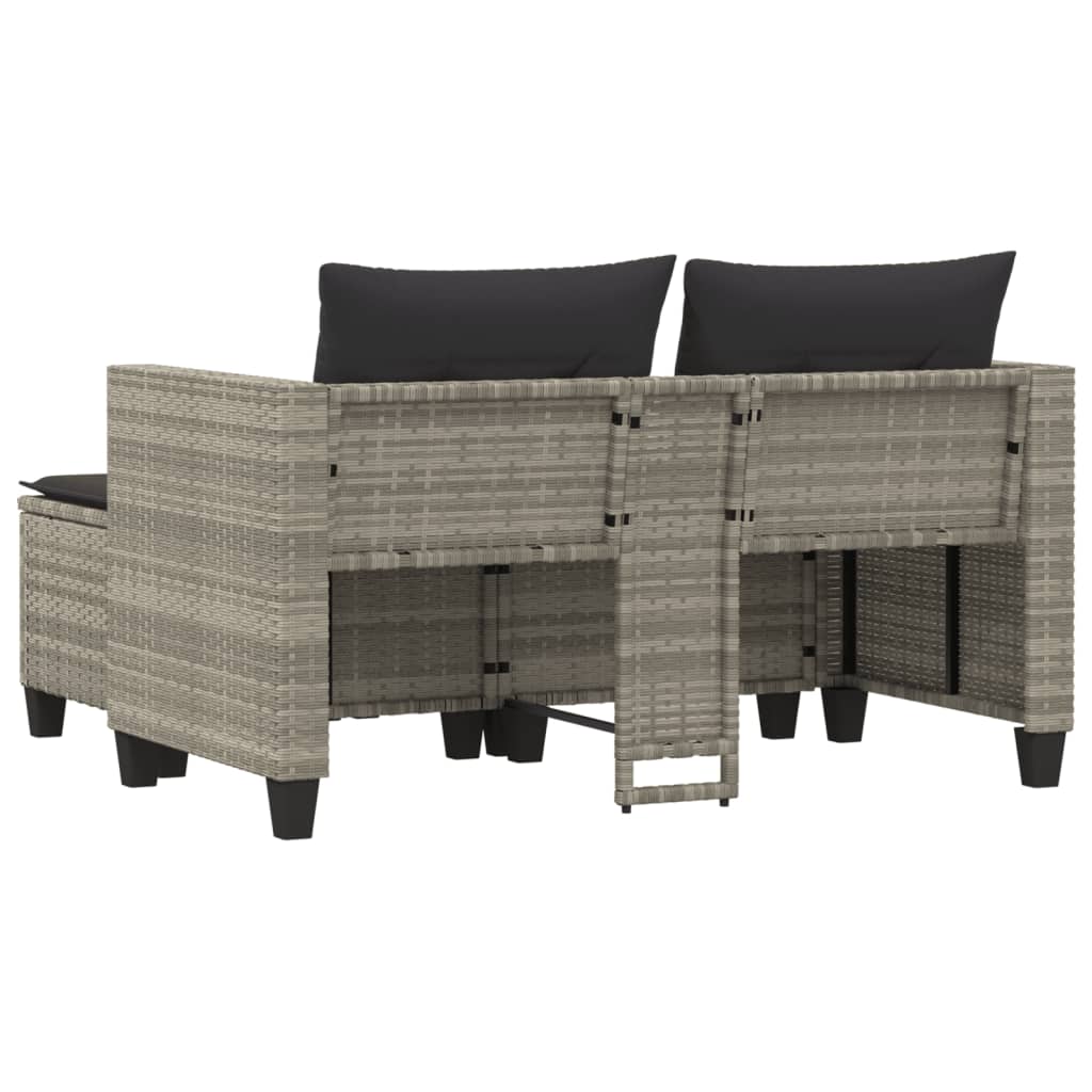vidaXL 2-osobowa sofa ogrodowa z podnóżkami, jasnoszara, polirattan