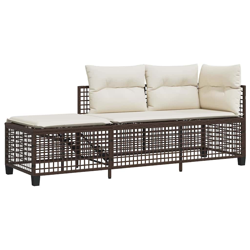 vidaXL 3-cz. narożna sofa ogrodowa z poduszkami, brązowa, polirattan