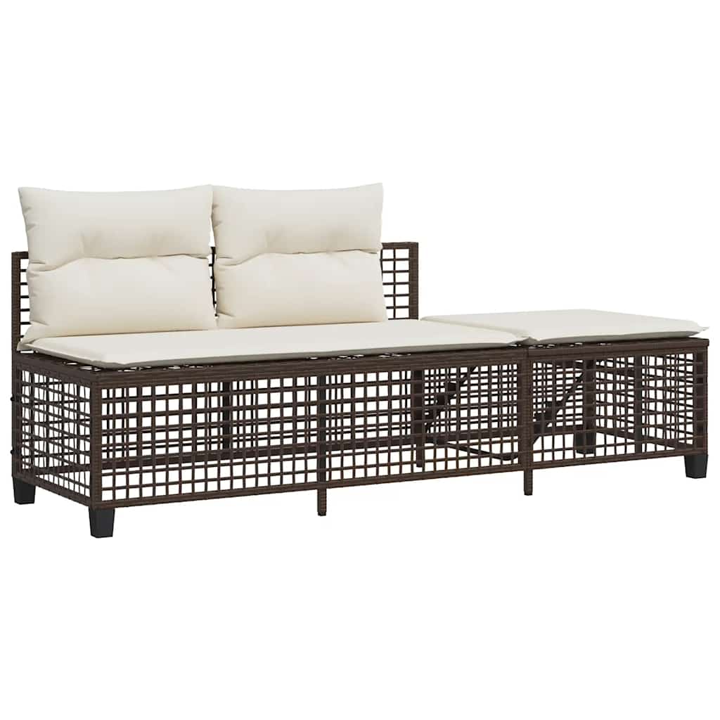 vidaXL 3-cz. narożna sofa ogrodowa z poduszkami, brązowa, polirattan
