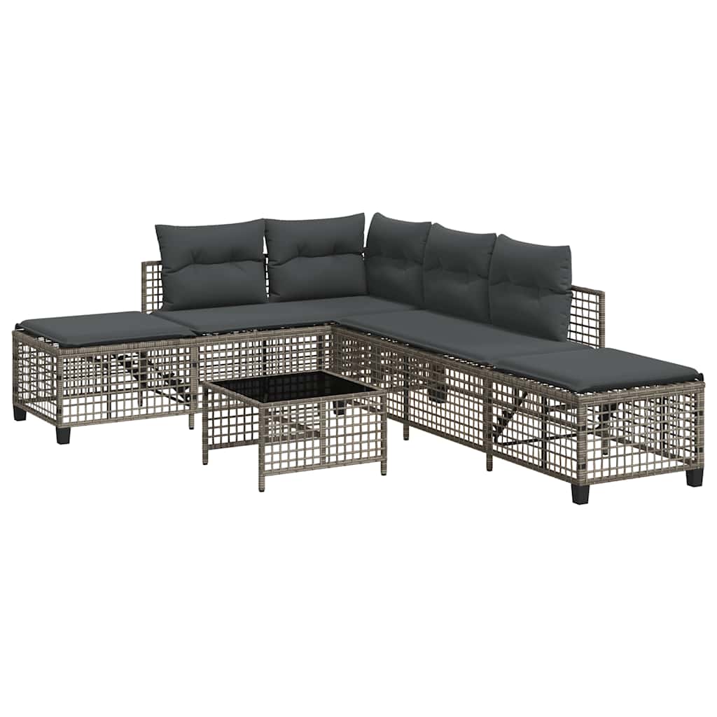 vidaXL 3-cz. narożna sofa ogrodowa z poduszkami, szara, polirattan