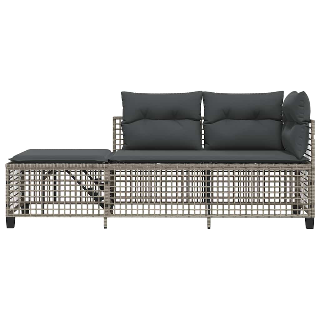 vidaXL 3-cz. narożna sofa ogrodowa z poduszkami, szara, polirattan