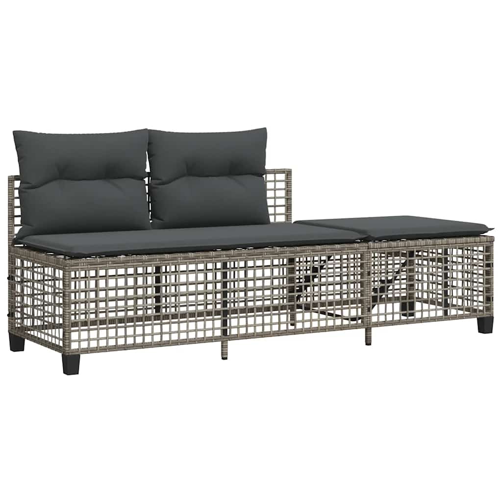 vidaXL 3-cz. narożna sofa ogrodowa z poduszkami, szara, polirattan