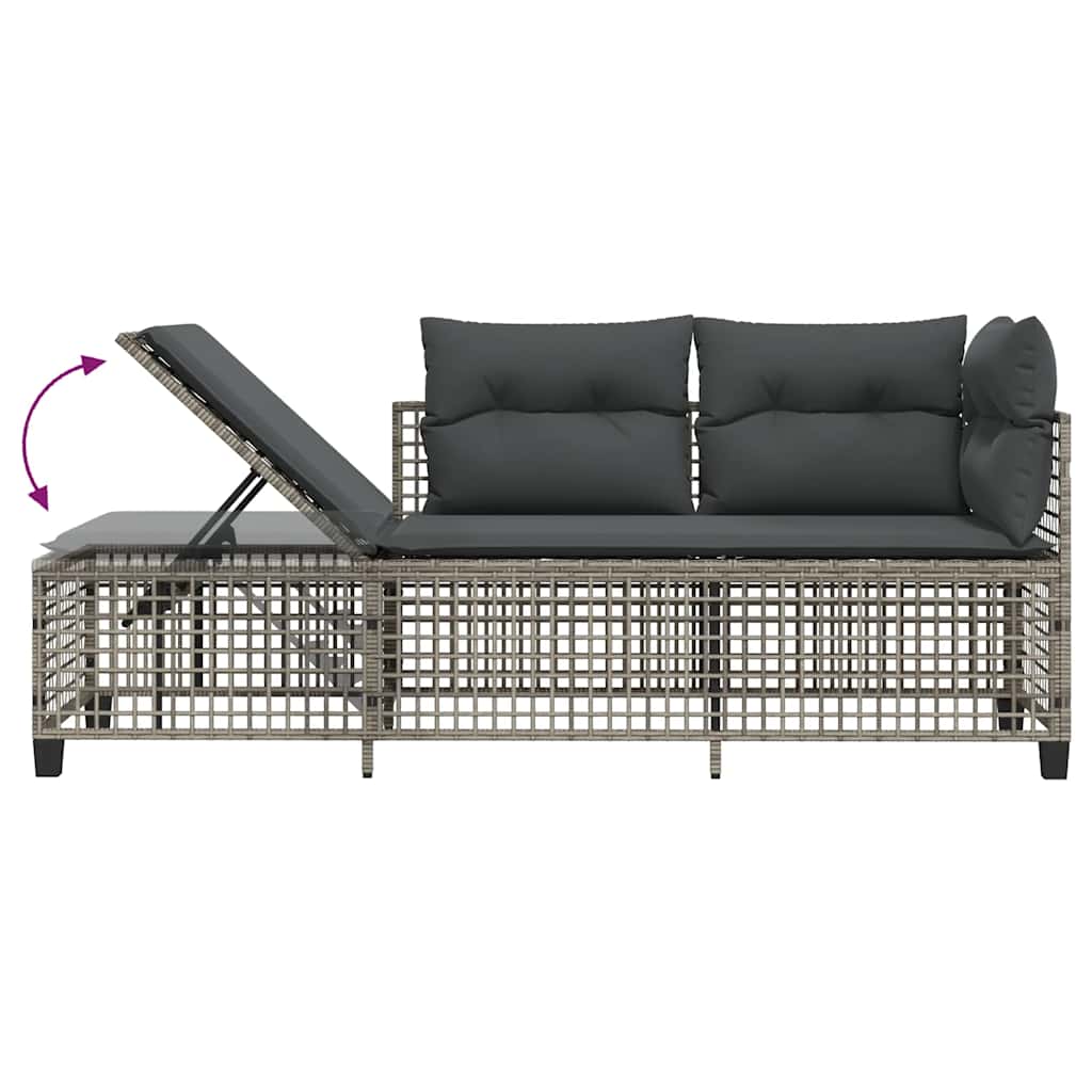 vidaXL 3-cz. narożna sofa ogrodowa z poduszkami, szara, polirattan