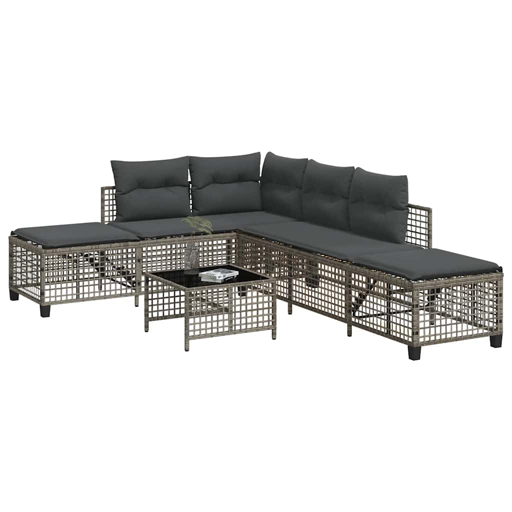 vidaXL 3-cz. narożna sofa ogrodowa z poduszkami, szara, polirattan