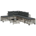 vidaXL 3-cz. narożna sofa ogrodowa z poduszkami, szara, polirattan