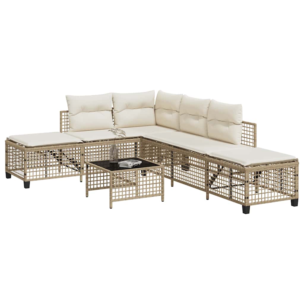 vidaXL 3-cz. narożna sofa ogrodowa z poduszkami, beżowa, polirattan