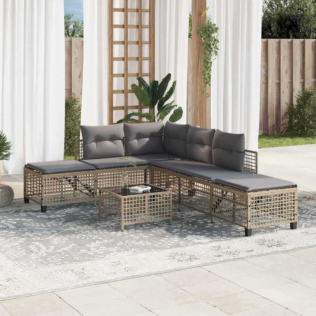 vidaXL 3-cz. narożna sofa ogrodowa z poduszkami, mieszany beż