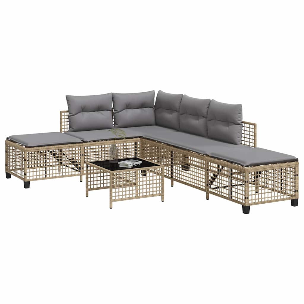 vidaXL 3-cz. narożna sofa ogrodowa z poduszkami, mieszany beż