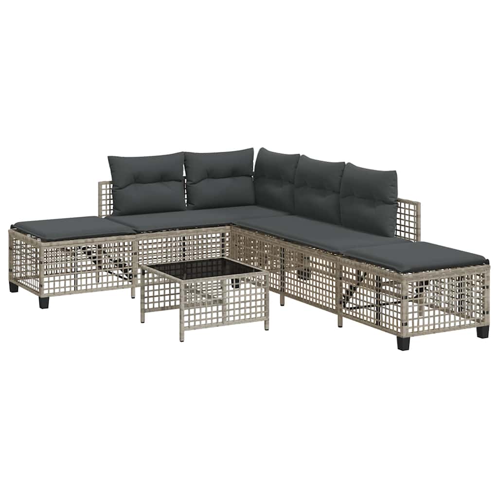 vidaXL vidaXL 3-cz. narożna sofa ogrodowa z poduszkami, jasnoszara