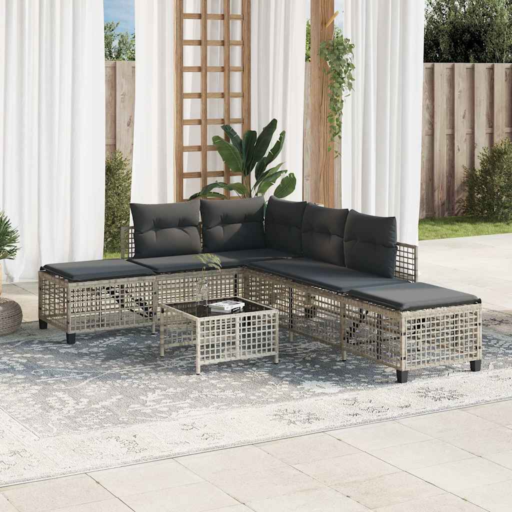 vidaXL vidaXL 3-cz. narożna sofa ogrodowa z poduszkami, jasnoszara