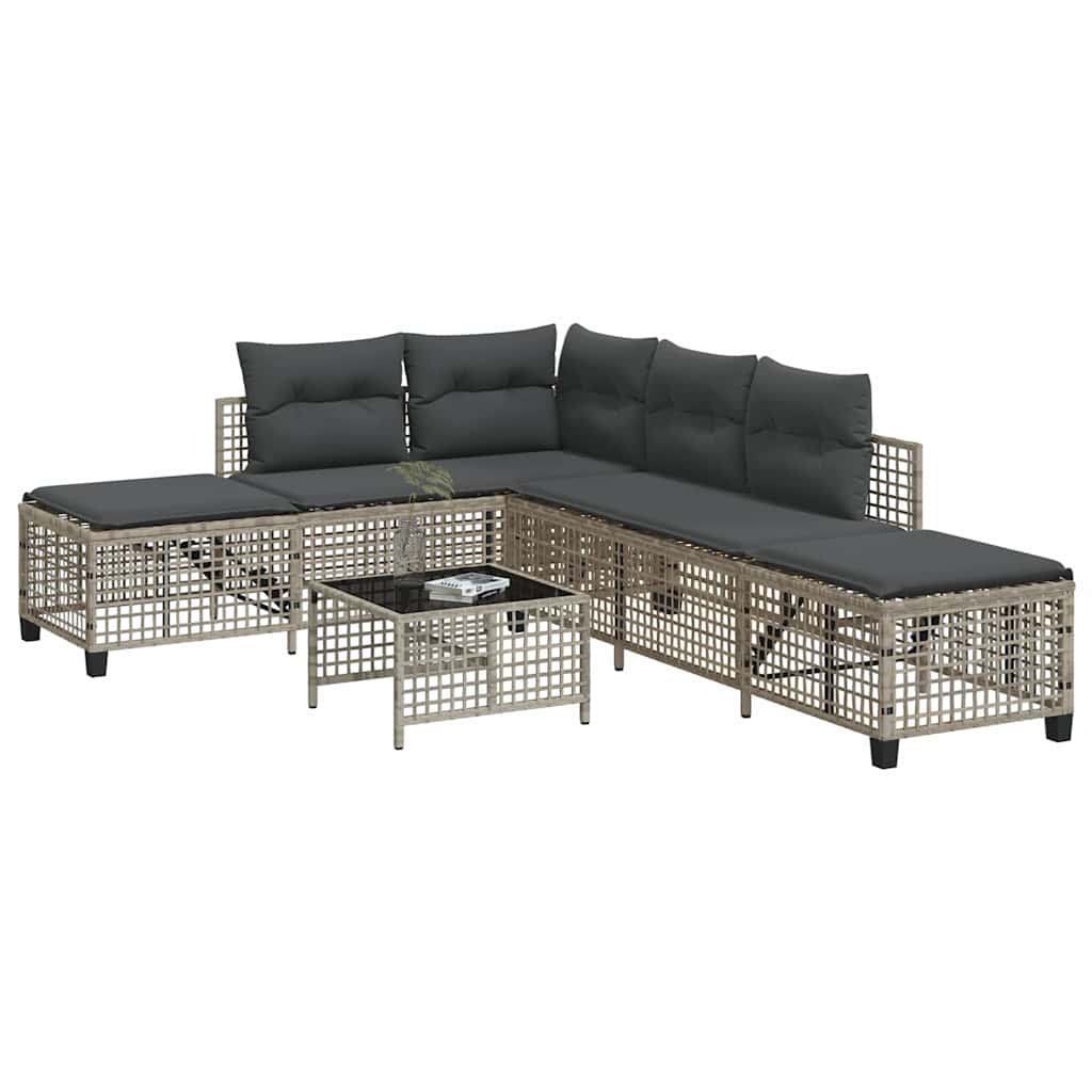 vidaXL vidaXL 3-cz. narożna sofa ogrodowa z poduszkami, jasnoszara