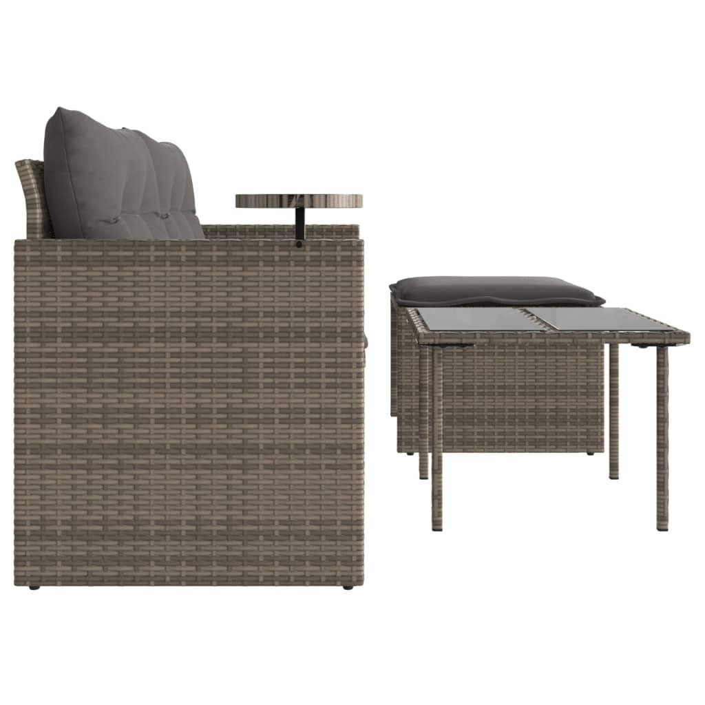 vidaXL 3-częściowa sofa do ogrodu, z poduszkami, szara, polirattanowa