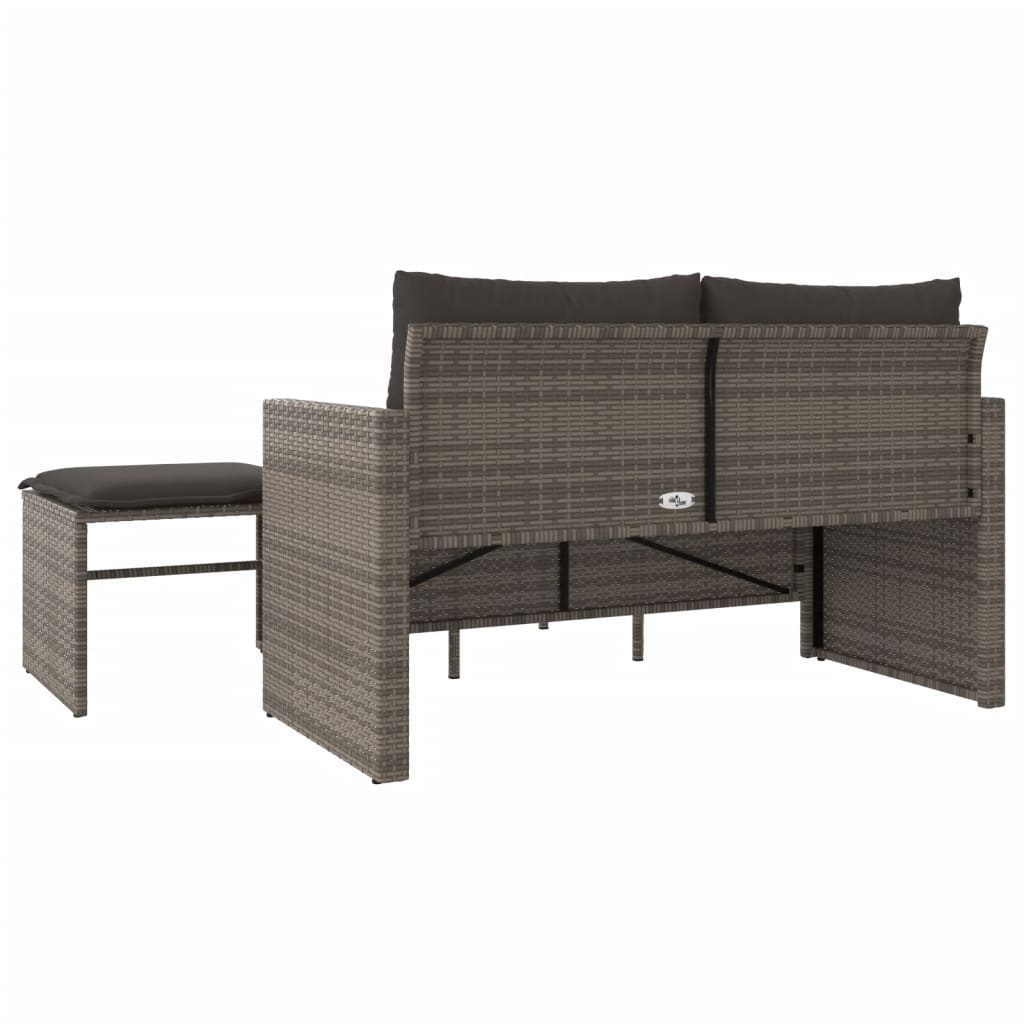 vidaXL 3-częściowa sofa do ogrodu, z poduszkami, szara, polirattanowa