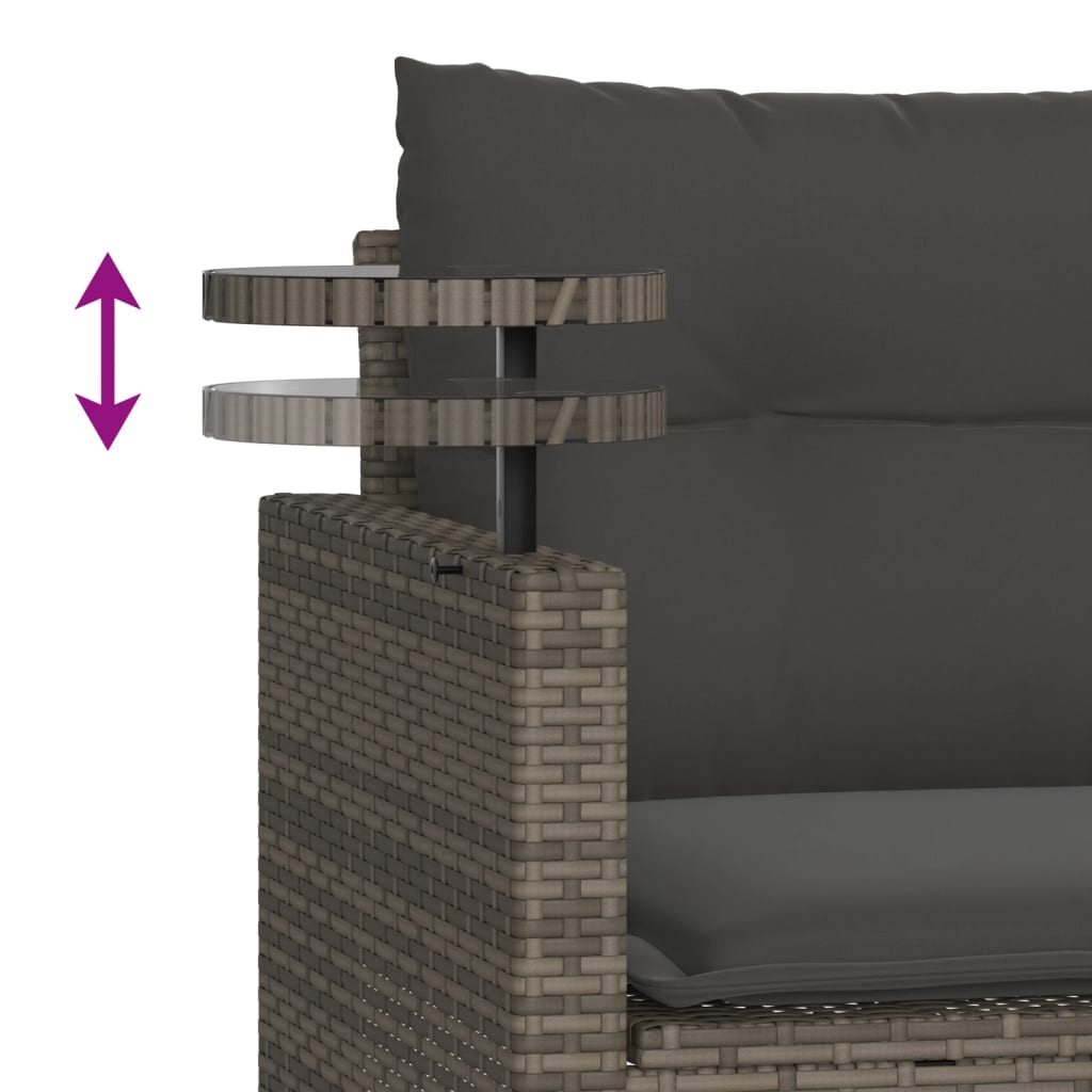 vidaXL 3-częściowa sofa do ogrodu, z poduszkami, szara, polirattanowa