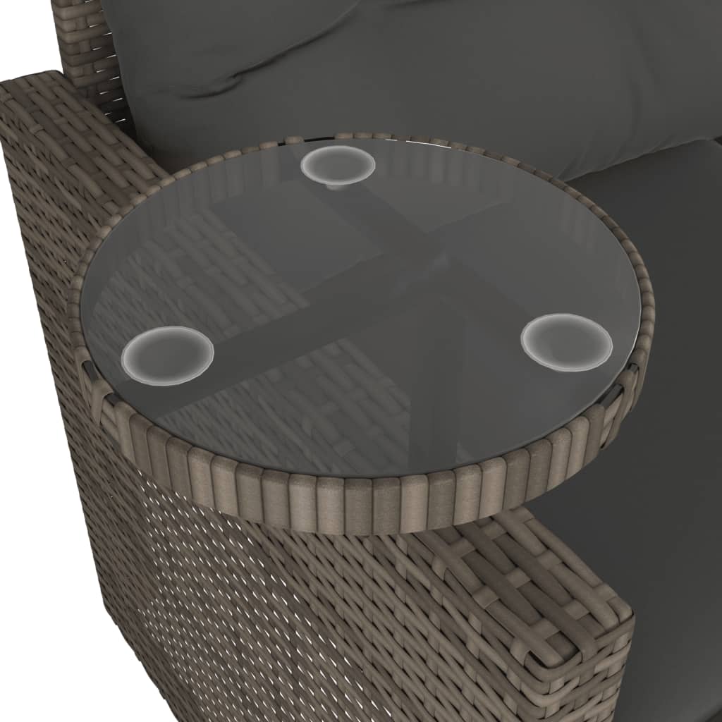 vidaXL 3-częściowa sofa do ogrodu, z poduszkami, szara, polirattanowa