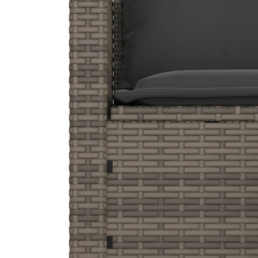 vidaXL 3-częściowa sofa do ogrodu, z poduszkami, szara, polirattanowa
