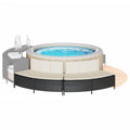 vidaXL Ławki do spa, z poduszkami, 2 szt., czarne, polirattan
