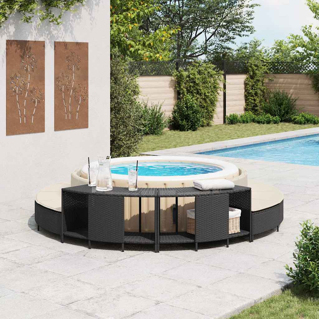 vidaXL Szafki do spa, 2 szt., czarne, polirattan