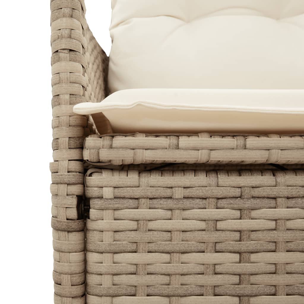 vidaXL Rozkładane fotele ogrodowe 2 szt., poduszki, beżowy rattan PE