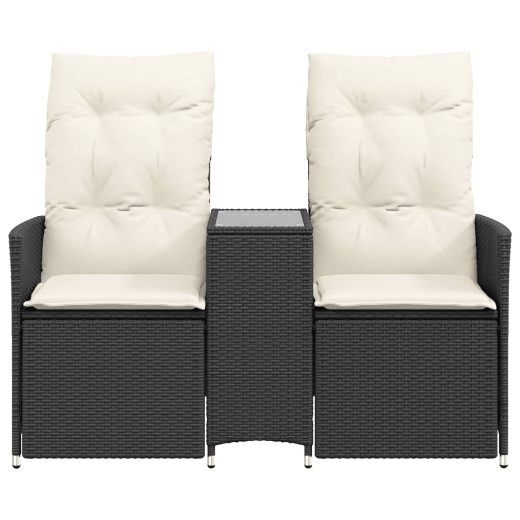 vidaXL Rozkładana sofa ogrodowa dla 2 os., ze stolikiem, czarna