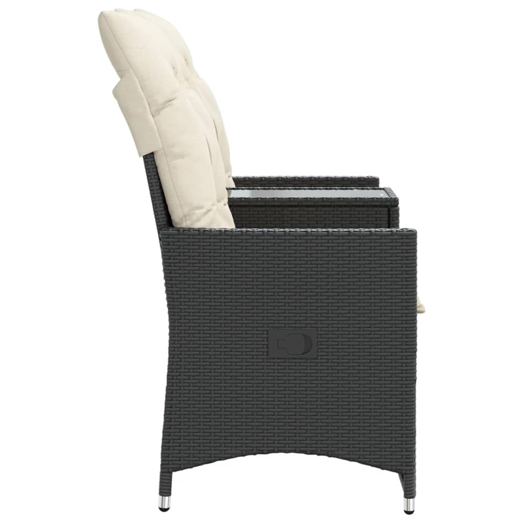 vidaXL Rozkładana sofa ogrodowa dla 2 os., ze stolikiem, czarna