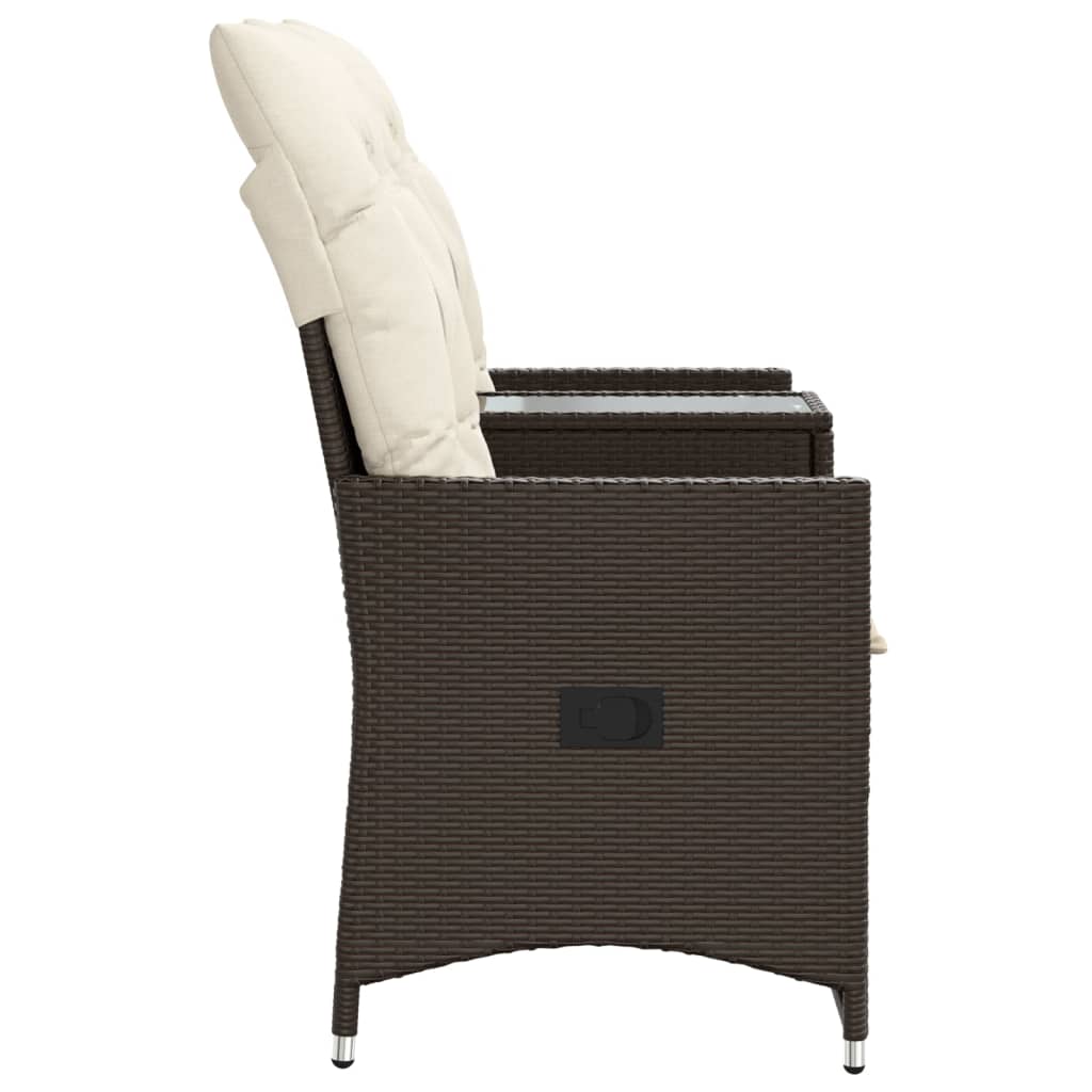 vidaXL Rozkładana sofa ogrodowa ze stolikiem, 2-os., brąz, rattan PE