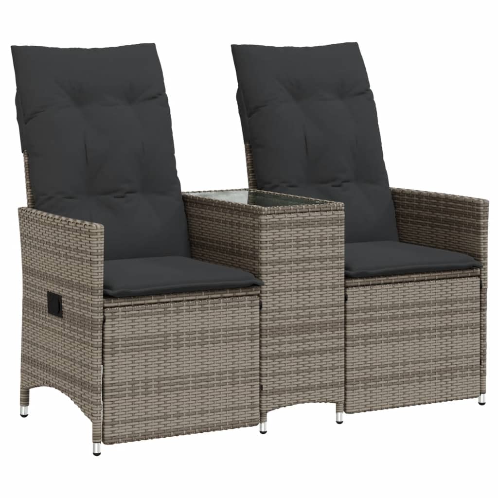 vidaXL Rozkładana sofa ogrodowa dla 2 os., ze stolikiem, szara