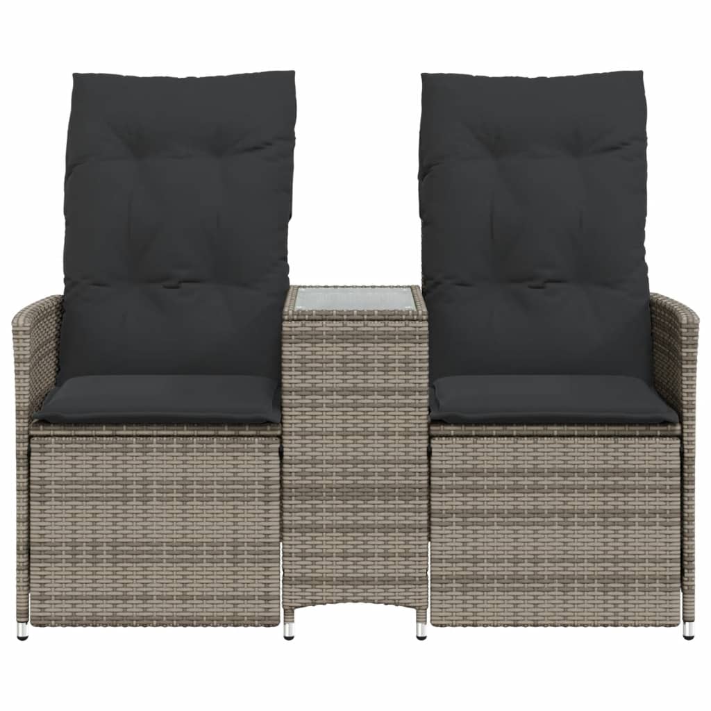 vidaXL Rozkładana sofa ogrodowa dla 2 os., ze stolikiem, szara