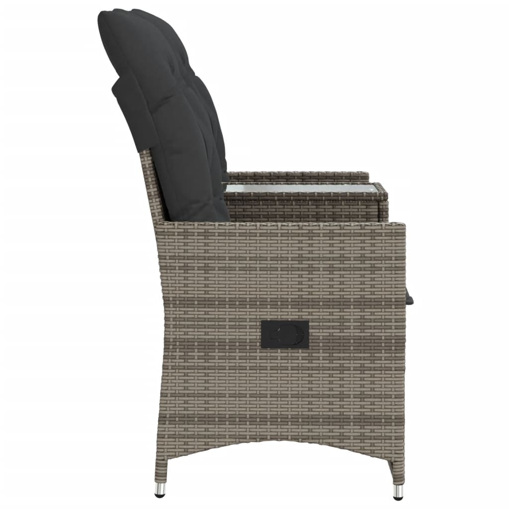 vidaXL Rozkładana sofa ogrodowa dla 2 os., ze stolikiem, szara