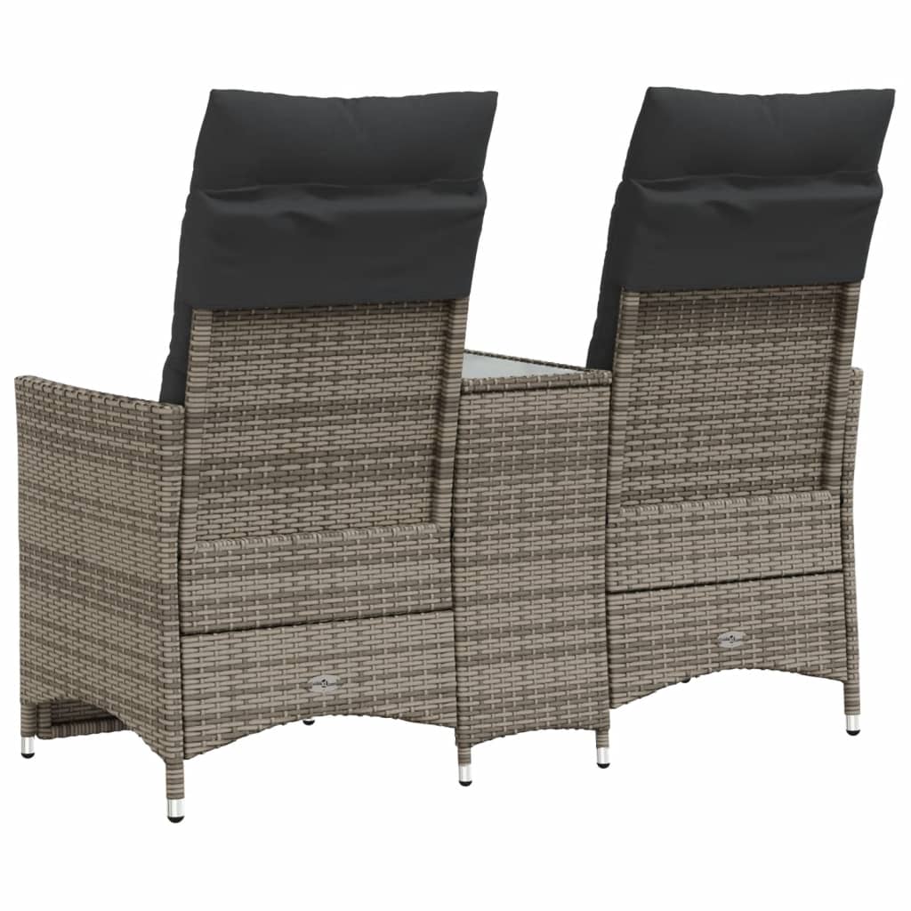 vidaXL Rozkładana sofa ogrodowa dla 2 os., ze stolikiem, szara