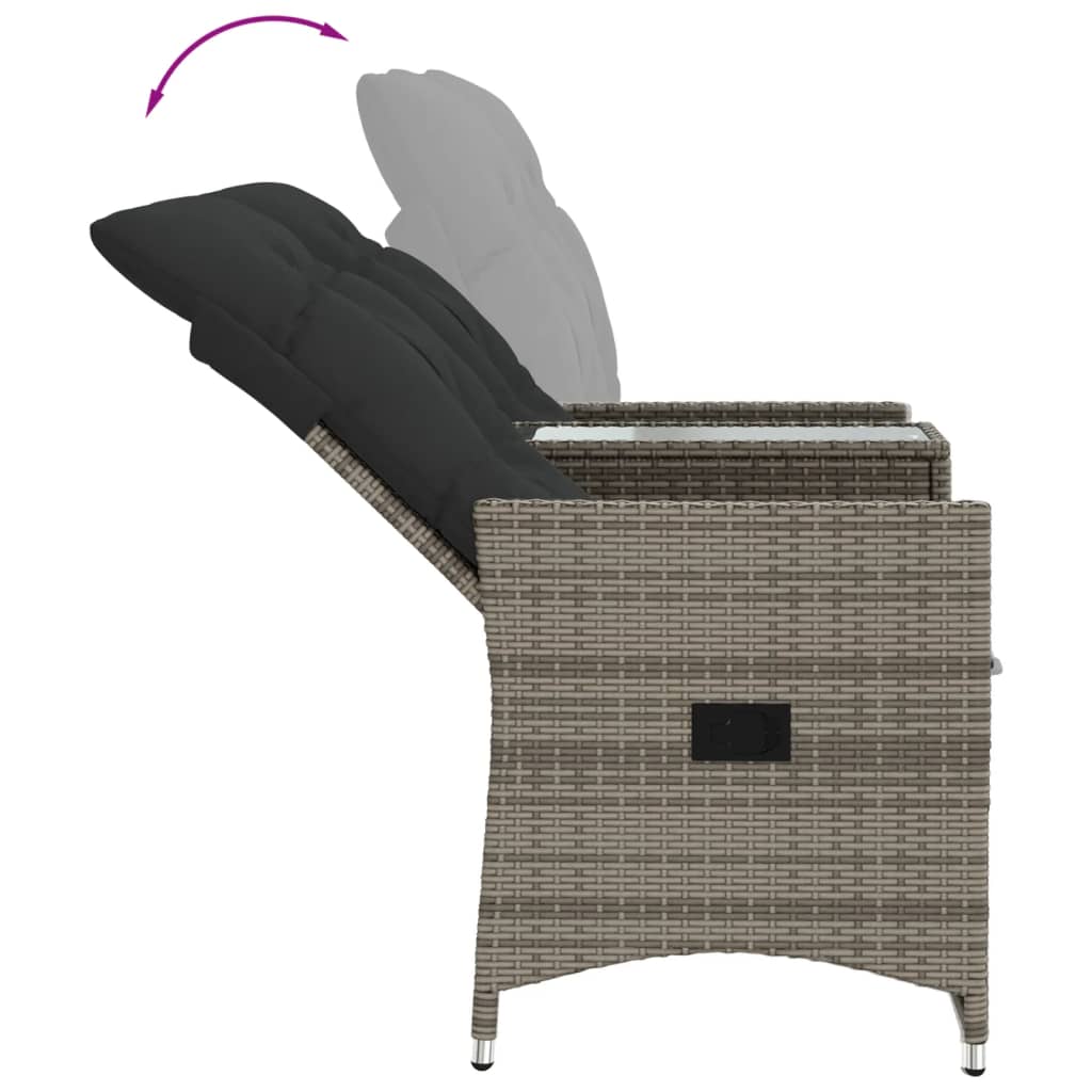 vidaXL Rozkładana sofa ogrodowa dla 2 os., ze stolikiem, szara