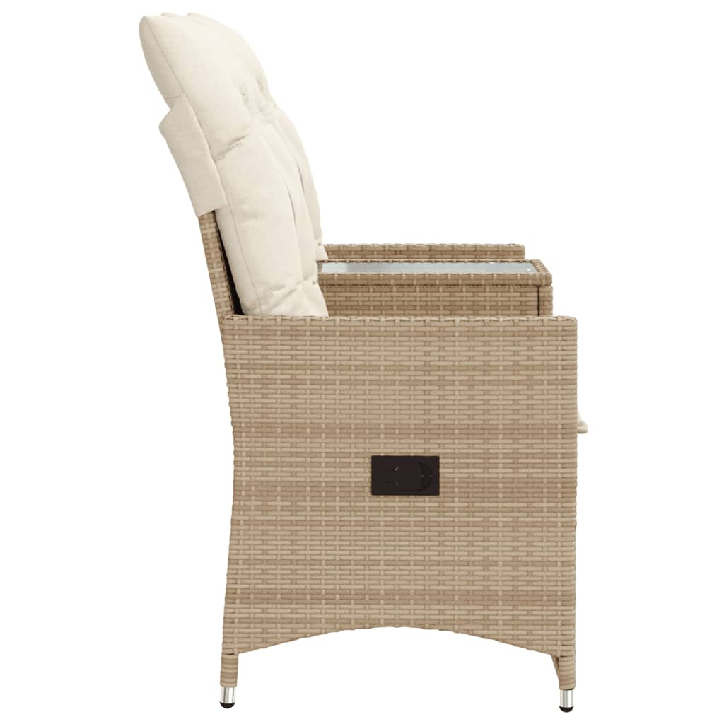vidaXL Rozkładana sofa ogrodowa ze stolikiem, 2-os., beż, rattan PE