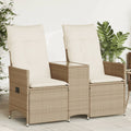 vidaXL Rozkładana sofa ogrodowa ze stolikiem, 2-os., beż, rattan PE