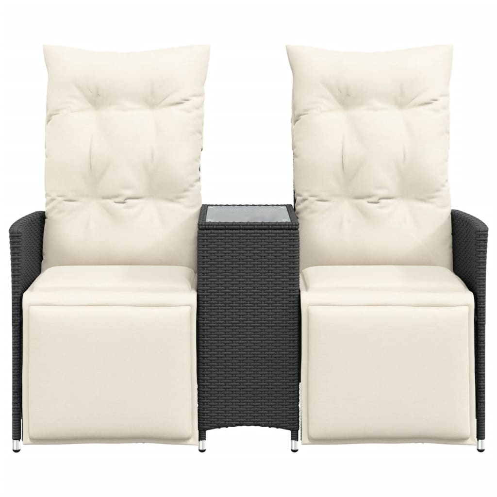 vidaXL Rozkładana sofa ogrodowa dla 2 os., ze stolikiem, czarna