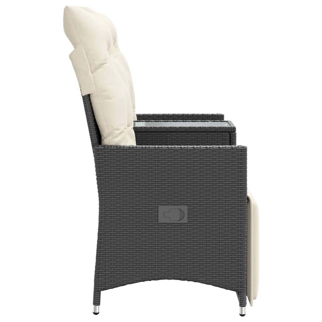 vidaXL Rozkładana sofa ogrodowa dla 2 os., ze stolikiem, czarna