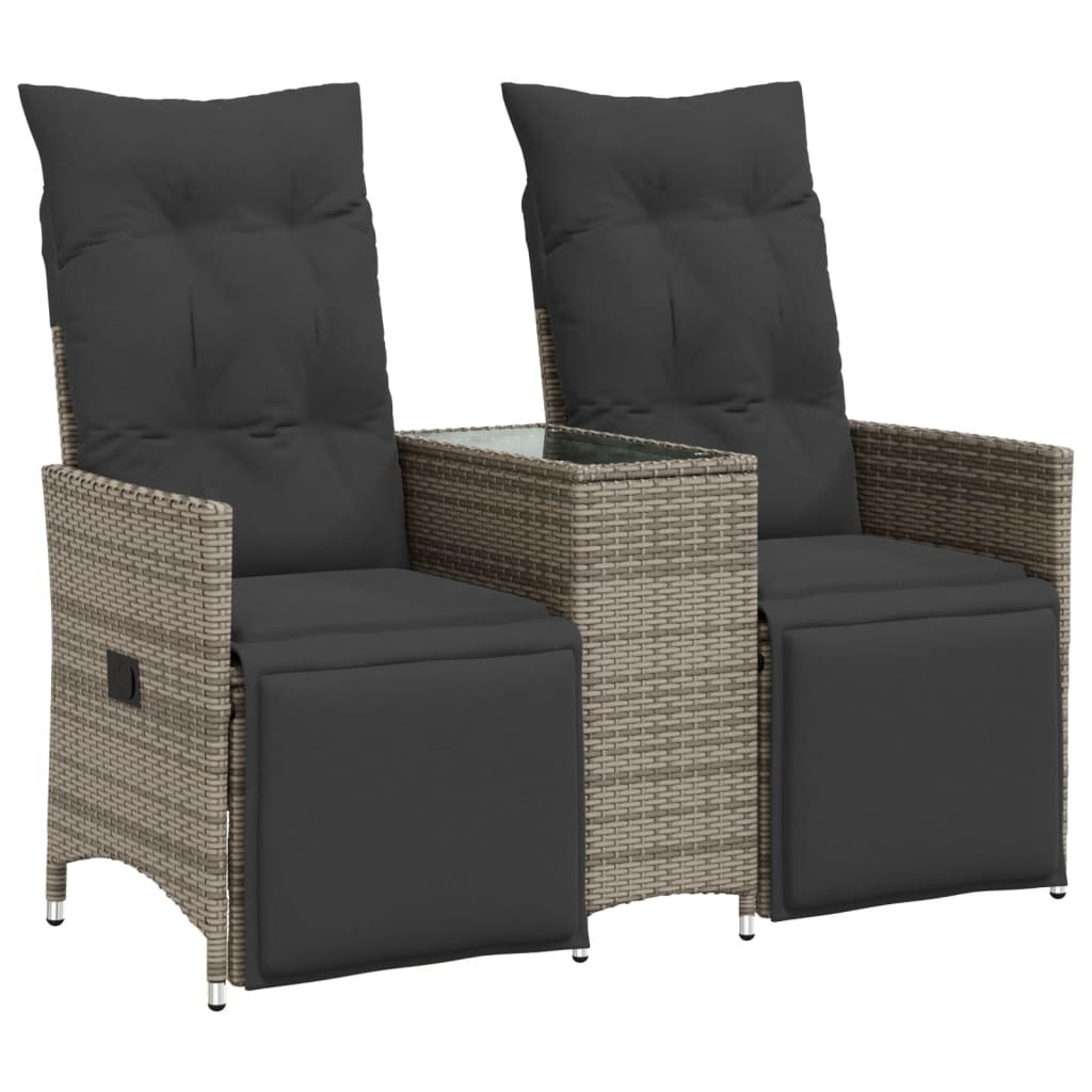 vidaXL Rozkładana sofa ogrodowa dla 2 os., ze stolikiem, szara