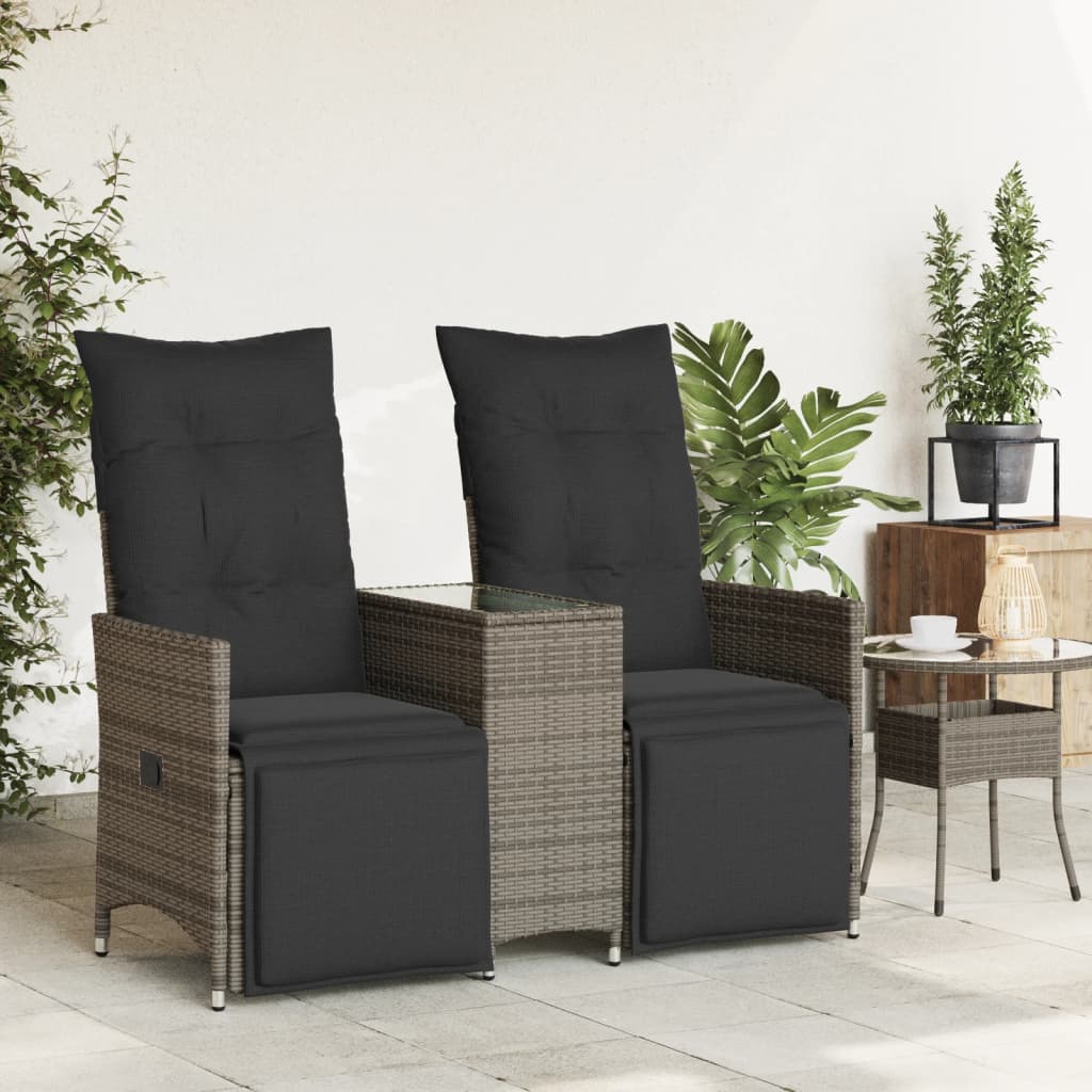 vidaXL Rozkładana sofa ogrodowa dla 2 os., ze stolikiem, szara