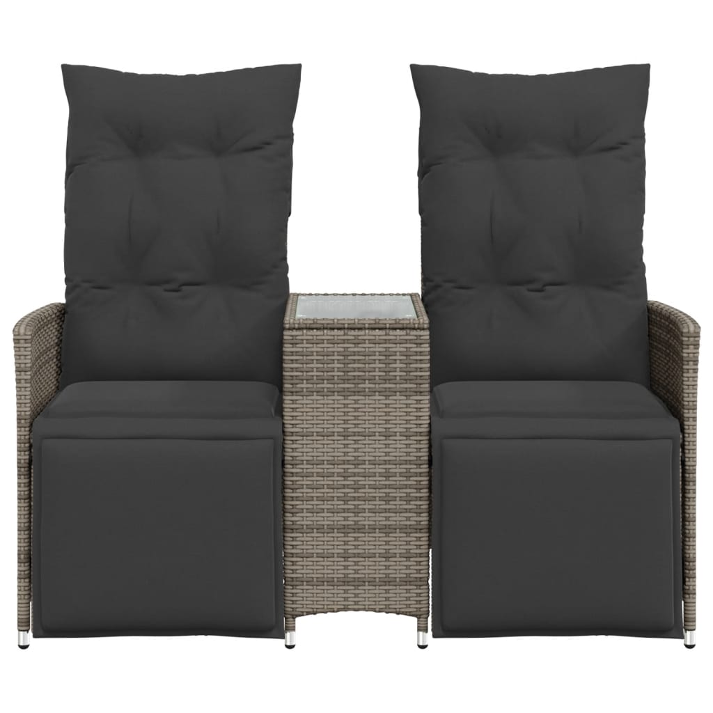 vidaXL Rozkładana sofa ogrodowa dla 2 os., ze stolikiem, szara