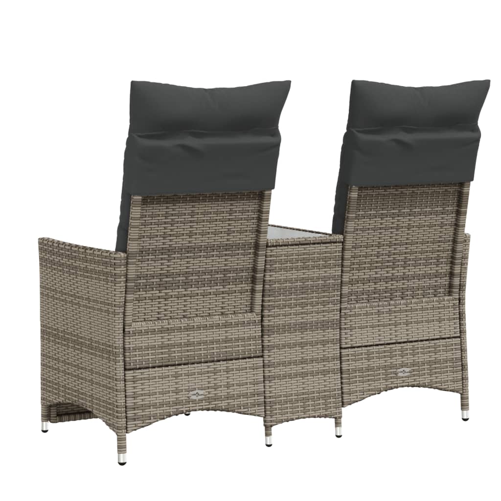 vidaXL Rozkładana sofa ogrodowa dla 2 os., ze stolikiem, szara