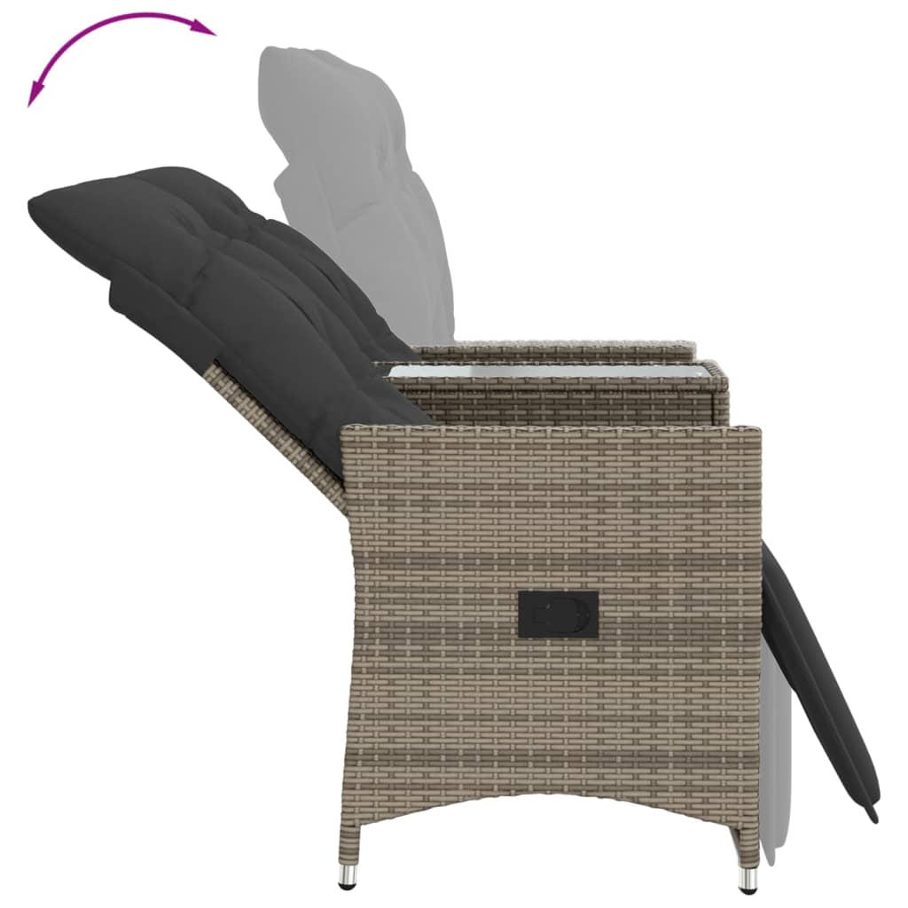 vidaXL Rozkładana sofa ogrodowa dla 2 os., ze stolikiem, szara