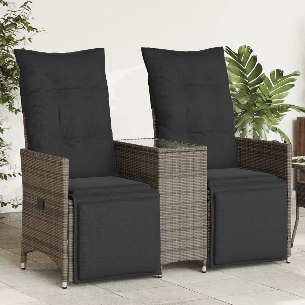 vidaXL Rozkładana sofa ogrodowa dla 2 os., ze stolikiem, szara