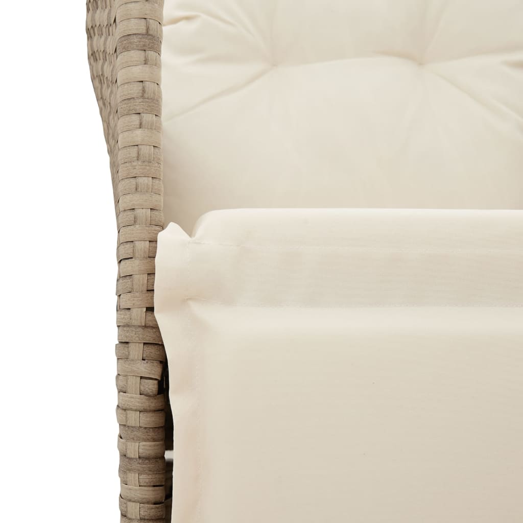 vidaXL Rozkładana sofa ogrodowa ze stolikiem, 2-os., beż, rattan PE