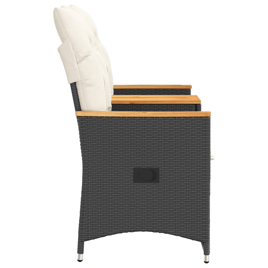 vidaXL Rozkładana sofa ogrodowa dla 2 os., ze stolikiem, czarna