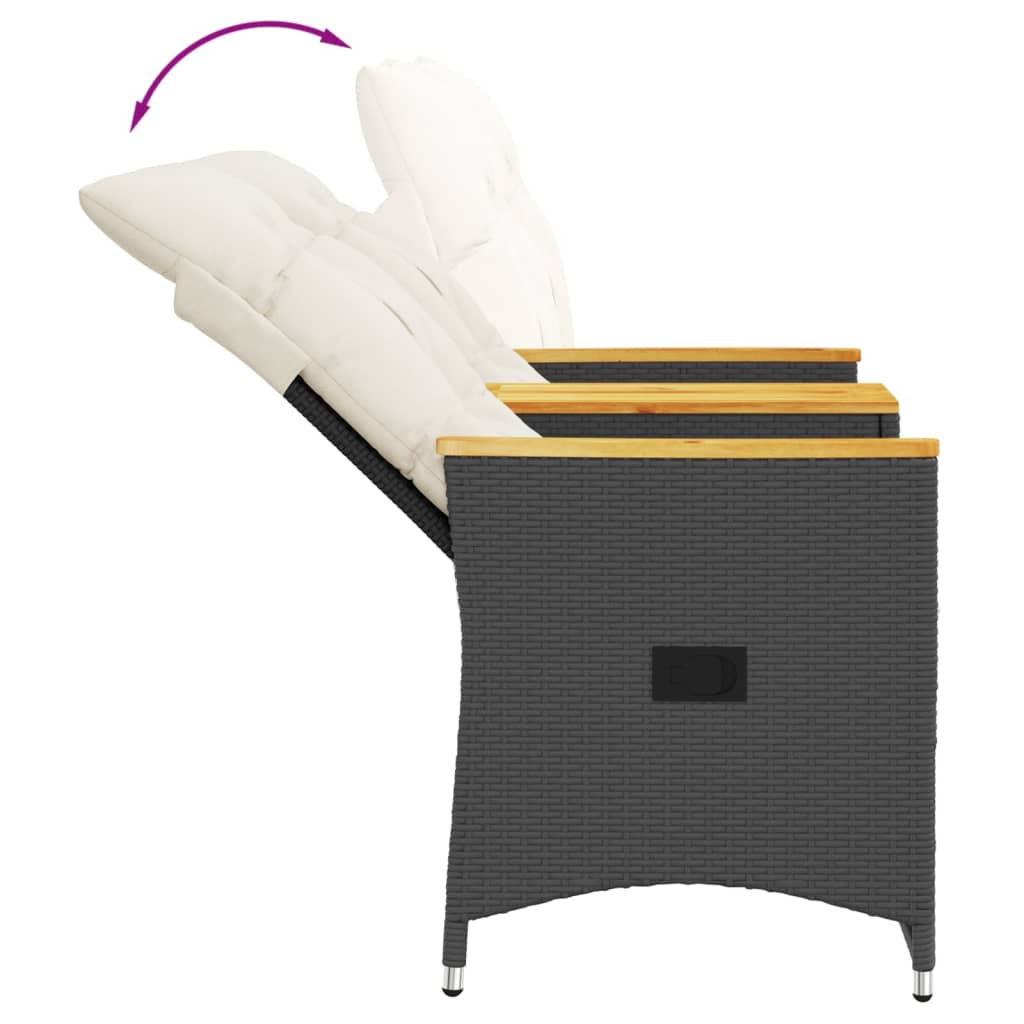 vidaXL Rozkładana sofa ogrodowa dla 2 os., ze stolikiem, czarna