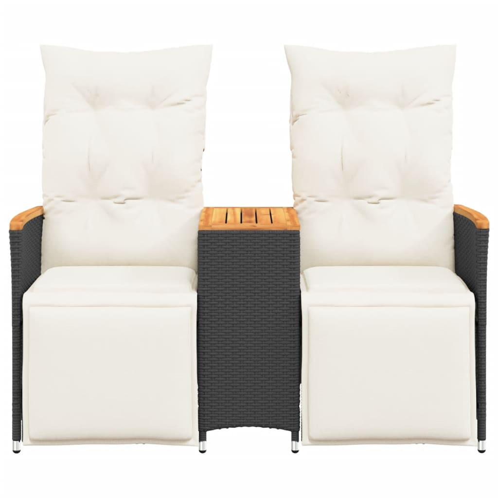 vidaXL Rozkładana sofa ogrodowa dla 2 os., ze stolikiem, czarna