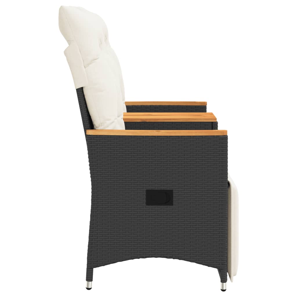 vidaXL Rozkładana sofa ogrodowa dla 2 os., ze stolikiem, czarna