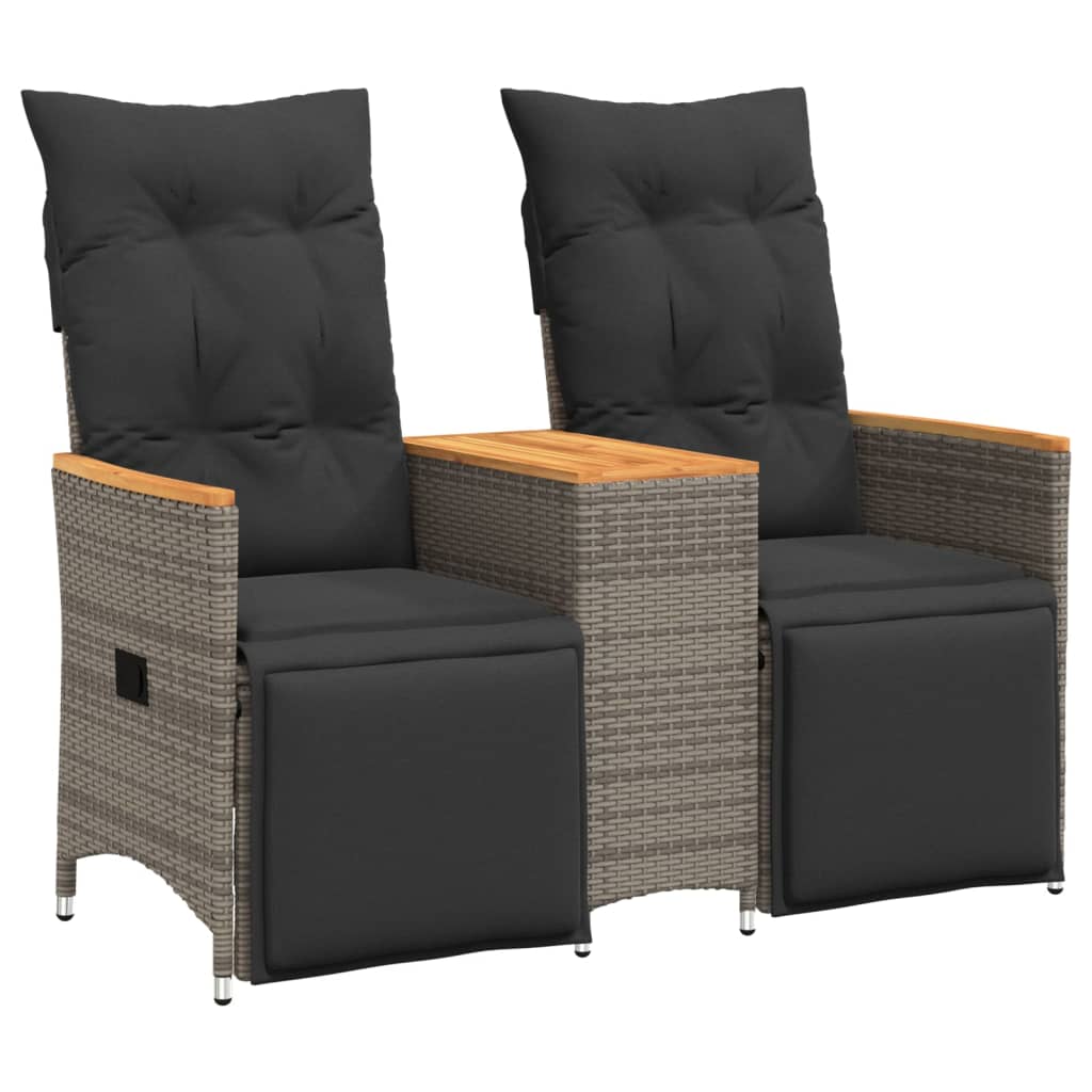 vidaXL Rozkładana sofa ogrodowa dla 2 os., ze stolikiem, szara