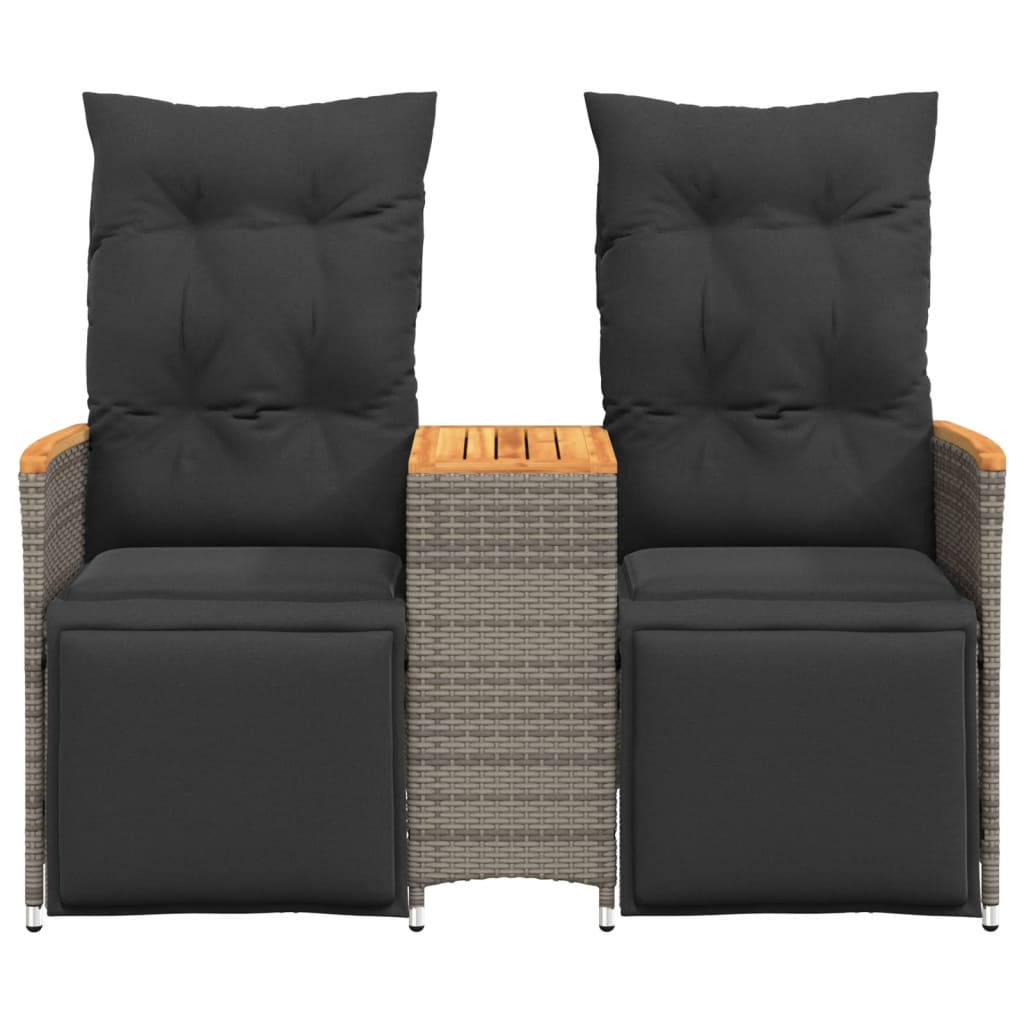 vidaXL Rozkładana sofa ogrodowa dla 2 os., ze stolikiem, szara